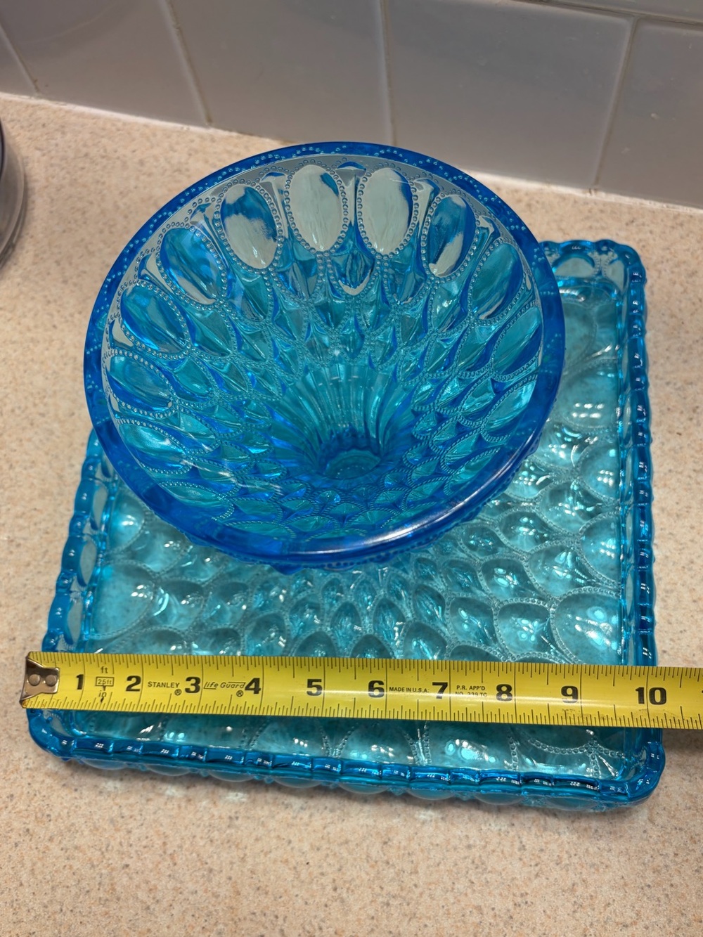 Vintage Fenton Blue Glass Compote & Tray
Set - Picture 13 of 13